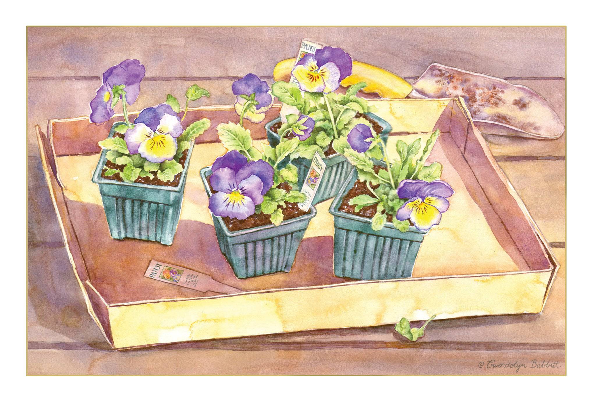 Pictura Pansy Flat Birthday Card with heart and home design, featuring colorful floral illustrations for special occasions.
